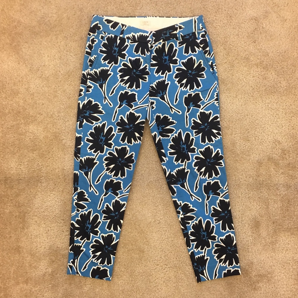 J Crew Floral Stretch Ankle Pants